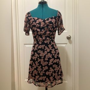 Missguided Square Neck Floral Ruched Mini Dress, Size 2